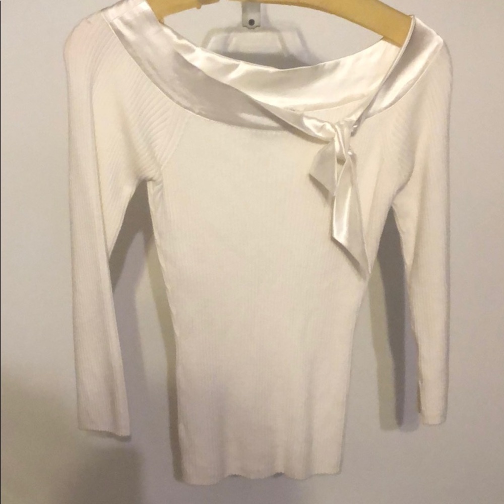 scoop neck top w/ satin neckline